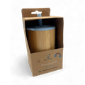 CAP BAMBOO BICCHIERE CON COPERCHIO E PAGLIA Blu Pastello
