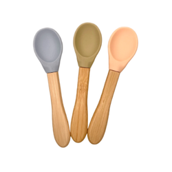 CAP BAMBOO SET 3 CUCCHIAI BAMBU' + Silicone Pastello (Verde Pastello, Blu Pastello E Rosa Cipria)