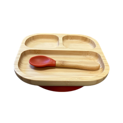 CAP BAMBOO SET PIATTO TERRACOTTA 3 SCOMPARTI (Piatto + Cucchiaio)
