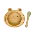 CAP BAMBOO SET PASTO BABY RANA VERDE PASTELLO (Ciotola + Cucchiaio)
